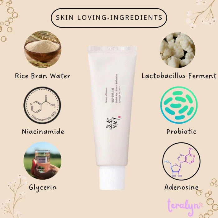 Beauty of Joseon: Relief Sun Rice + Probiotics Sunscreen for face moisturizing sunblock with SPF 50 PA++++ Korean sunscreen skincare 50ml