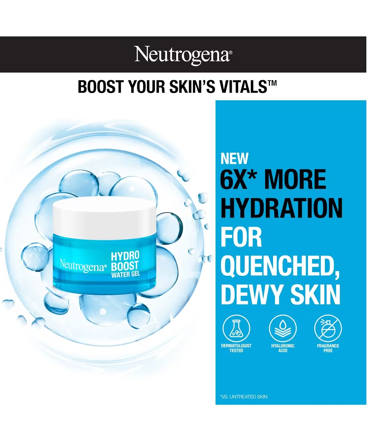 Neutrogena Face Moisturizer Water Gel, Hydro Boost, Normal To Combination Skin, Lightweight and Oil-free, 100% Alcohol Free